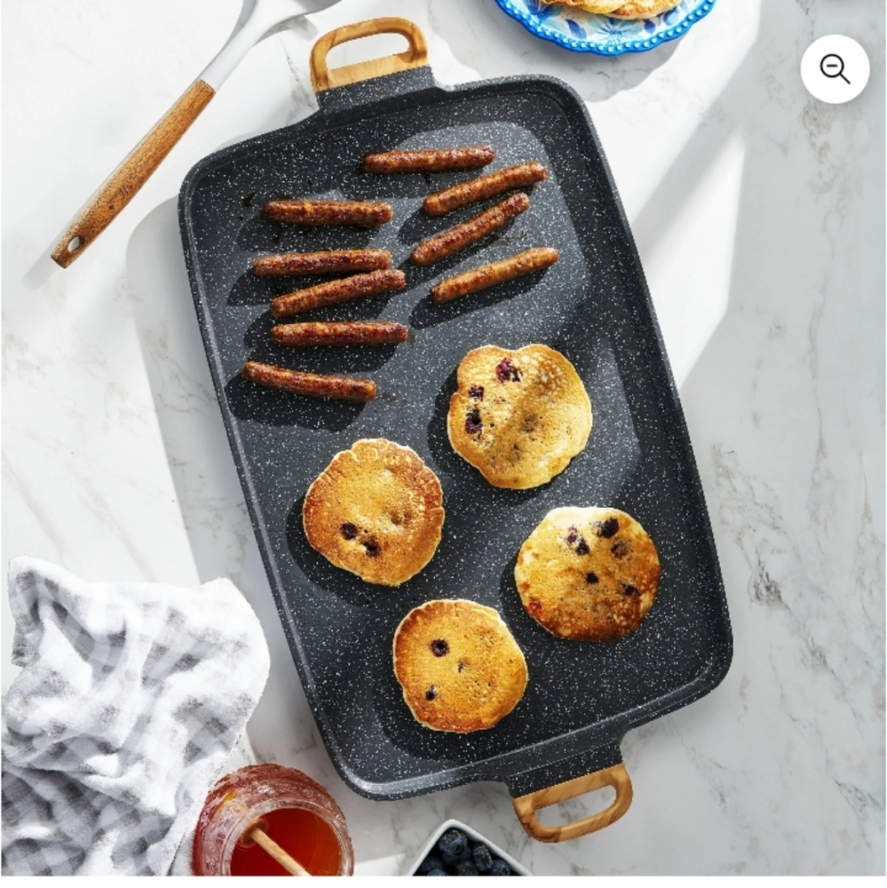 The Pioneer Woman Prairie Signature Cast Aluminum Double Griddle, Charcoal Speck